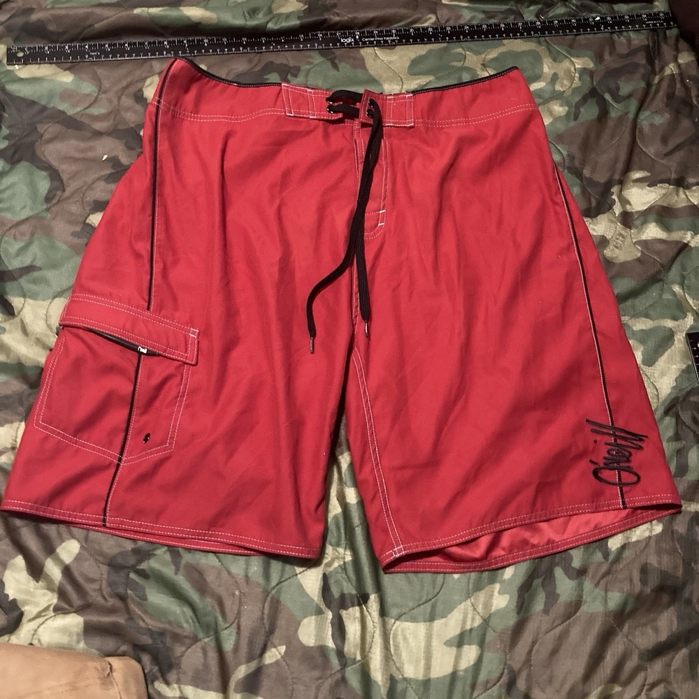 O'Neil‎ Red Black Embroidered Board shorts Surfwear Y2K Men's 36/10